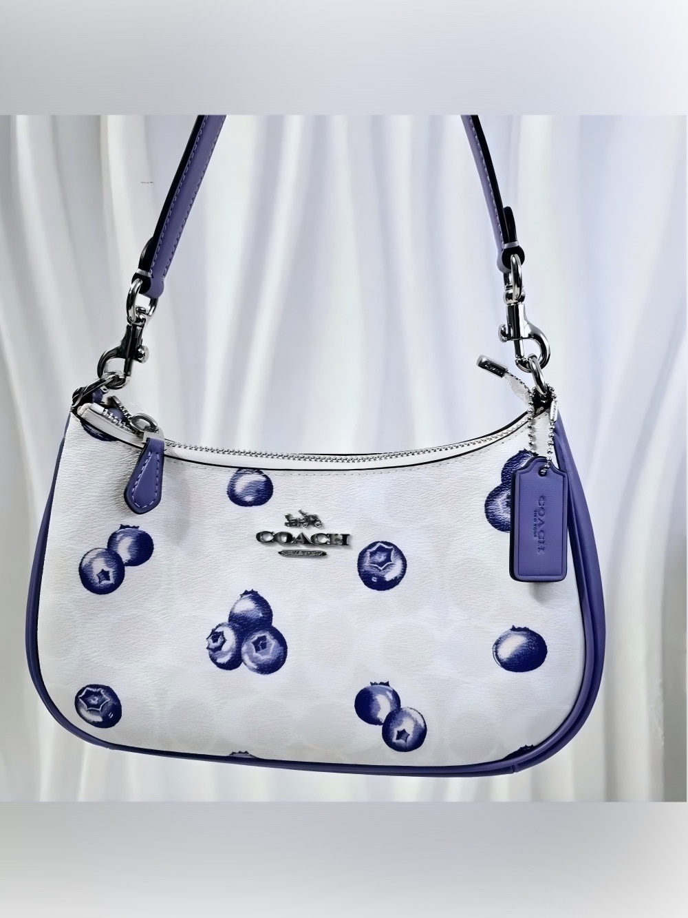 Coach Teri Shoulder Bag In Signature Canvas With Blueberry Print